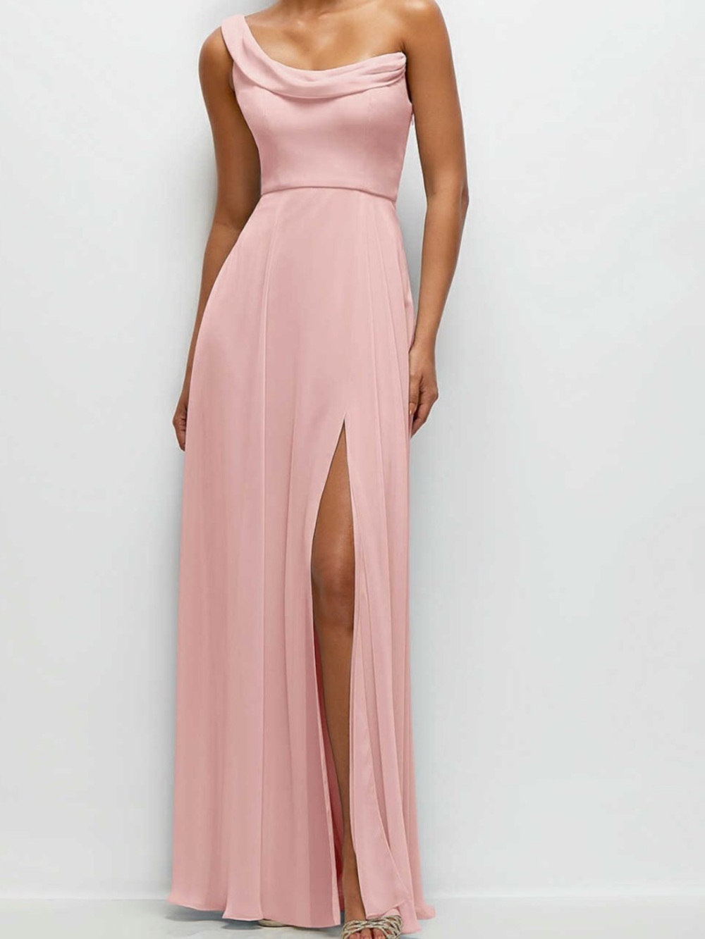 Dessy one shoulder chiffon bridesmaids dress
